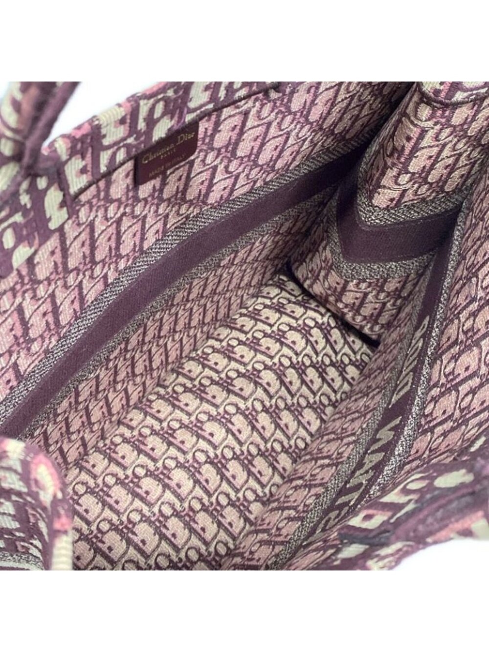 Dior Tote Book Beige Bordeaux Oblique Embroidery - Picture 7 of 15